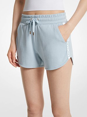 Shorts deportivos en mezcla de algod&oacute;n con cinta de logotipo
