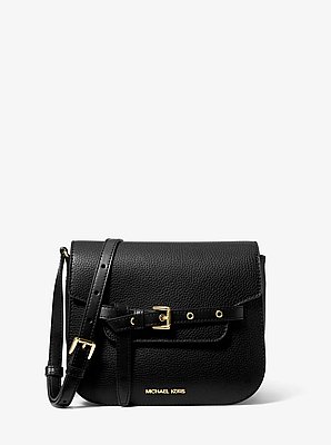Emilia Small Pebbled Leather Saddle Crossbody Bag