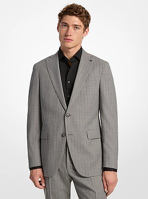 Pinstripe Stretch Wool Blend Blazer