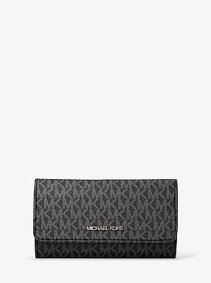 Billetera Jet Set grande de tres pliegues con logotipo exclusivo