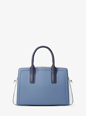 Laila Medium Color-Block Pebbled Leather Satchel