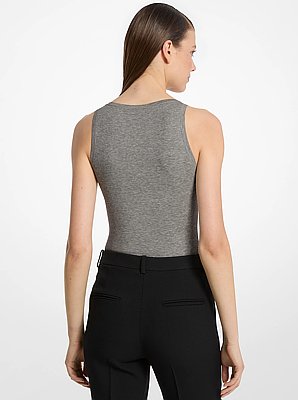 Ribbed Stretch Viscose Tank Top Bodysuit