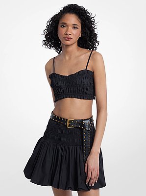 Smocked Cotton Poplin Bra Top