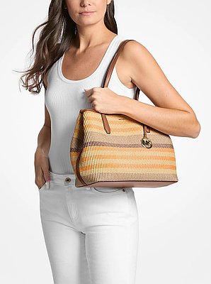 Avalon Medium Striped Woven Tote Bag