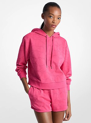 Heart Embroidered Cotton Blend Hoodie