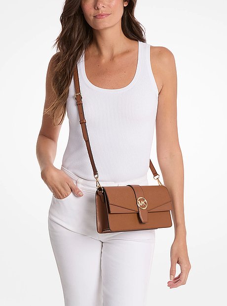 Sac &agrave; &eacute;paule Greenwich de taille moyenne en cuir Saffiano