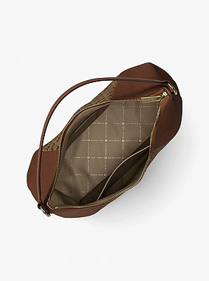 Sienna Large Logo Jacquard and Suede Convertible Shoulder Bag