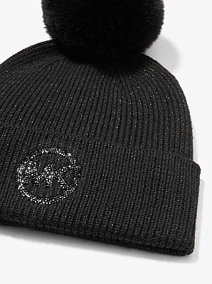 Metallic Knit Beanie Hat and Scarf Set