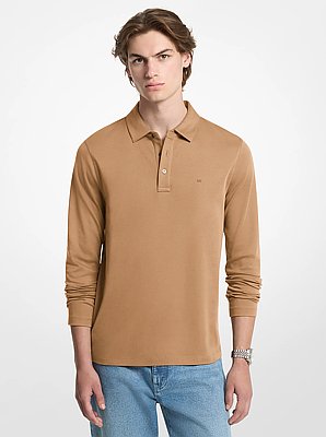 Cotton Long-Sleeve Polo Shirt