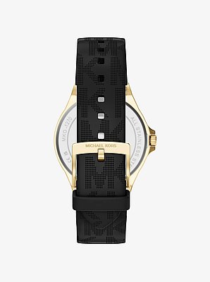 Lennox Pav&eacute; Gold-Tone and Logo Strap Watch