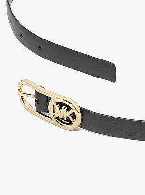 Logo Buckle Leather Belt