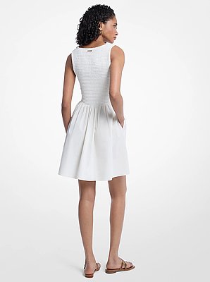 Smocked Stretch Matte Jersey Mini Dress