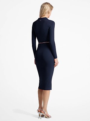 Stretch Knit Belted Dress