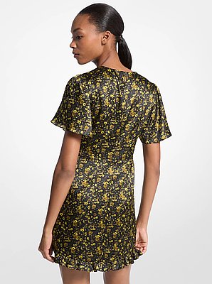 Robe en satin martel&eacute; &agrave; motif floral