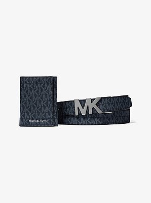 Ensemble-cadeau d&rsquo;&eacute;tui pour cartes &agrave; trois volets et de ceinture &agrave; logo Signature