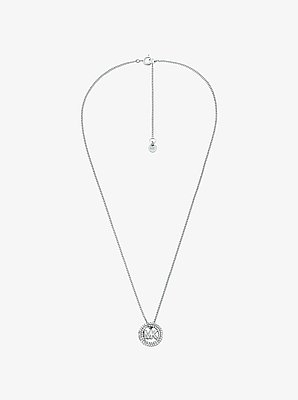 Collier &agrave; deux tons &agrave; pav&eacute; avec breloque &agrave; logo