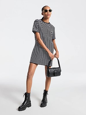 Gestreiftes T-Shirt-Kleid aus Baumwolle