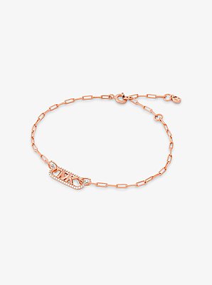 Bracelet &agrave; maillons, pierres pav&eacute;es et logo Empire en argent sterling plaqu&eacute; en m&eacute;tal pr&eacute;cieux