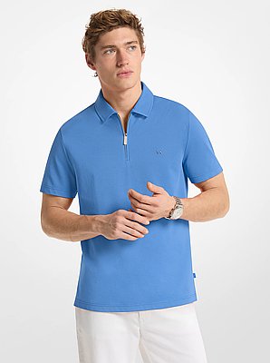 Polo in piqu&eacute; di misto cotone con zip