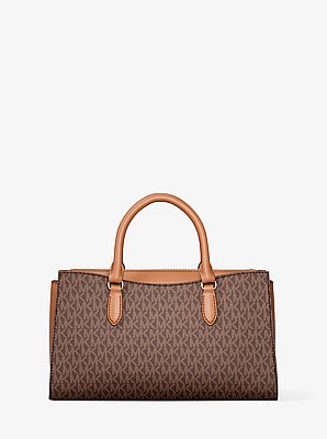 Arden Medium Signature Logo Top-Zip Satchel