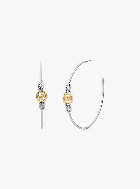 Logo Curb Chain Hoop Earrings