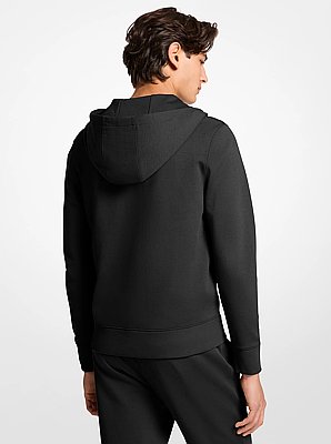 Hoodie en m&eacute;lange de coton &agrave; fermeture &eacute;clair et &agrave; logo