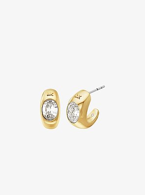 Precious Metal-Plated Cubic Zirconia Huggie Hoop Earrings
