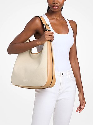 Nolita Large Two-Tone Canvas Hobo Shoulder Bag
