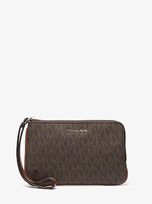 Jet Set Travel Small Signature Logo Wristlet