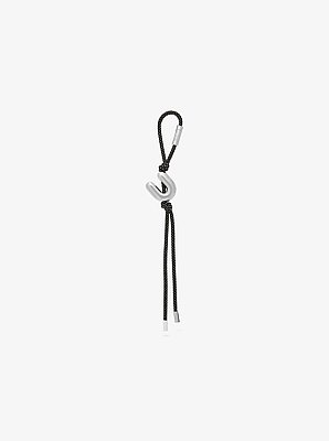 Initial Silver-Tone and Speckled Cord Bag Charm