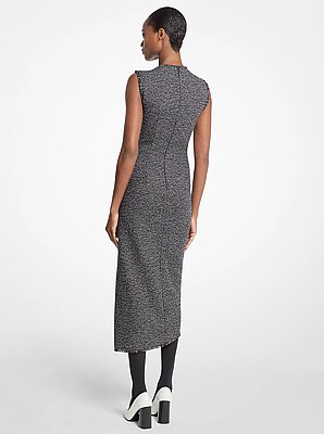 Frayed Crosshatch Tweed Sheath Dress