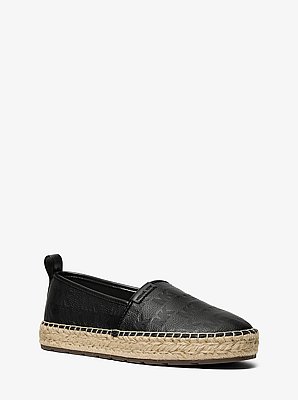 Elias Logo Embossed Leather Espadrille