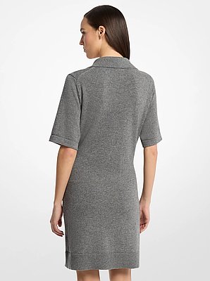 Cashmere Tie-Front Polo Dress