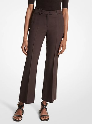 Haylee Double Crepe Sabl&eacute; Cropped Flared Trousers