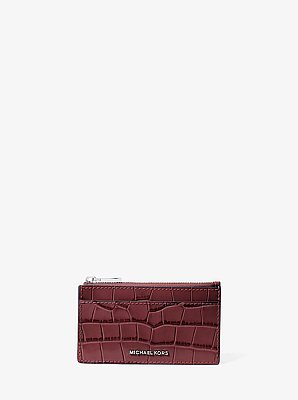 Jet Set Small Crocodile Embossed Leather Card Case