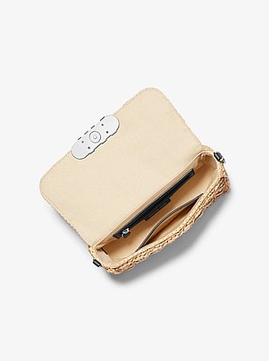 Bolso de hombro Parker mediano de rafia tejida