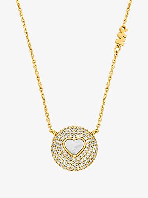 Pav&eacute; Sterling Silver Heart Necklace