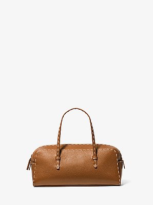 Bolso satchel Roberta de cuero granulado cosido a mano