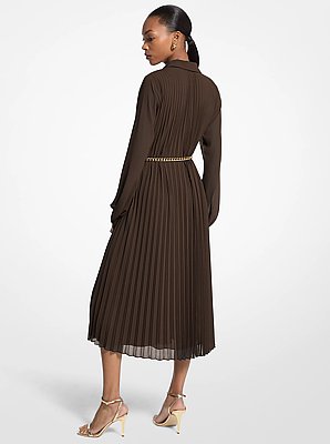 Pleated Georgette Shirtdress
