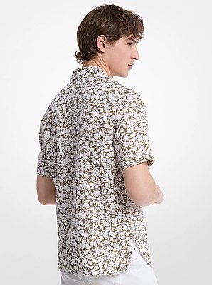 Chemise Camp en lin &agrave; motif floral