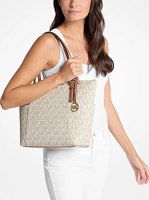 Charlotte Medium Signature Logo Top-Zip Tote Bag