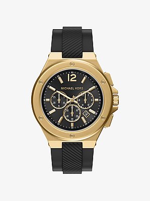Reloj Lennox oversize en tono dorado y silicona