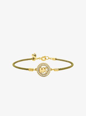 Pulsera ajustable de cord&oacute;n con dije MK Pop con pav&eacute;