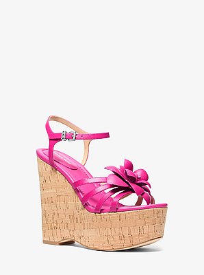 Jacie Floral Embellished Leather Wedge Sandal