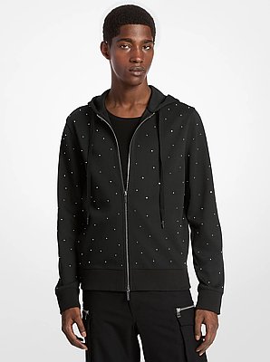 Pull &agrave; capuche en coton m&eacute;lang&eacute; clout&eacute;