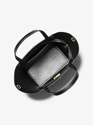 Flora Medium Signature Logo and Pebbled Leather Tote Bag