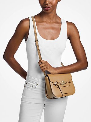 Emilia Small Pebbled Leather Saddle Crossbody Bag