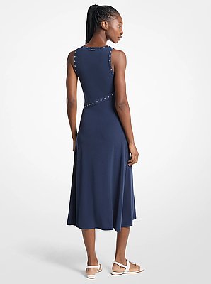 Grommeted Stretch Matte Jersey Tank Midi Dress