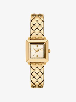 Petite Gwynn Pav&eacute; Gold-Tone Watch