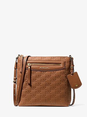 Jet Set Travel Large Logo Embossed Leather Crossbody Bag